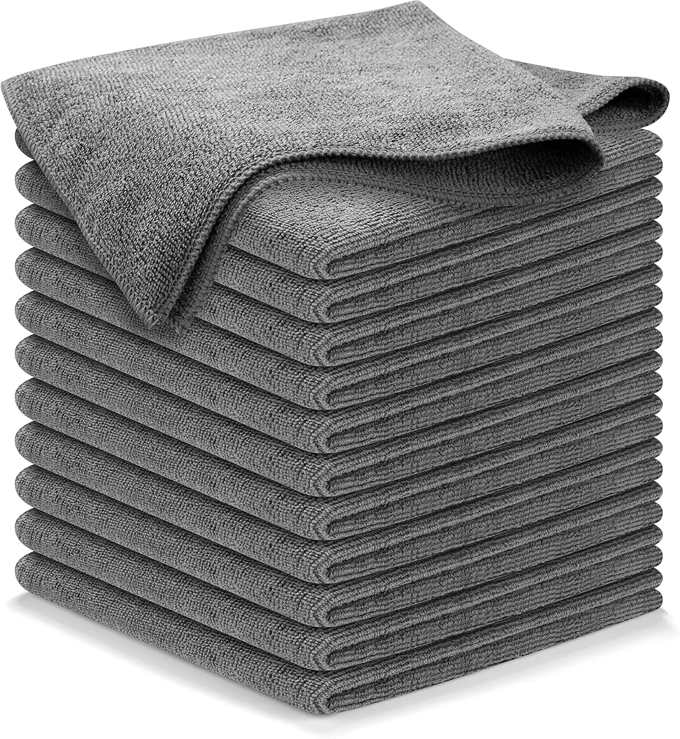 Microfiber Cleaning Cloth 12 Pack 12.5x12.5 Inch, 1200+ Wash Cycle Car Detailing Towels for Streak-Free Shine, Ultra Absorbent，