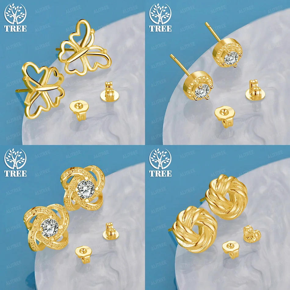 

Fashion Jewelry Accessories 18k Gold Butterfly Flower Round Zircon Multi-Circle Interwoven Stud Earring Women's Birthday Party