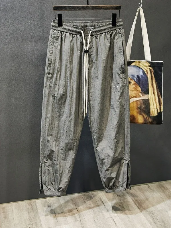 

Lightweight Quick Dry Men Summer Loose Trendy Ice Silk Outdoor Sports Long Trousers Straight Leg Casual Pants