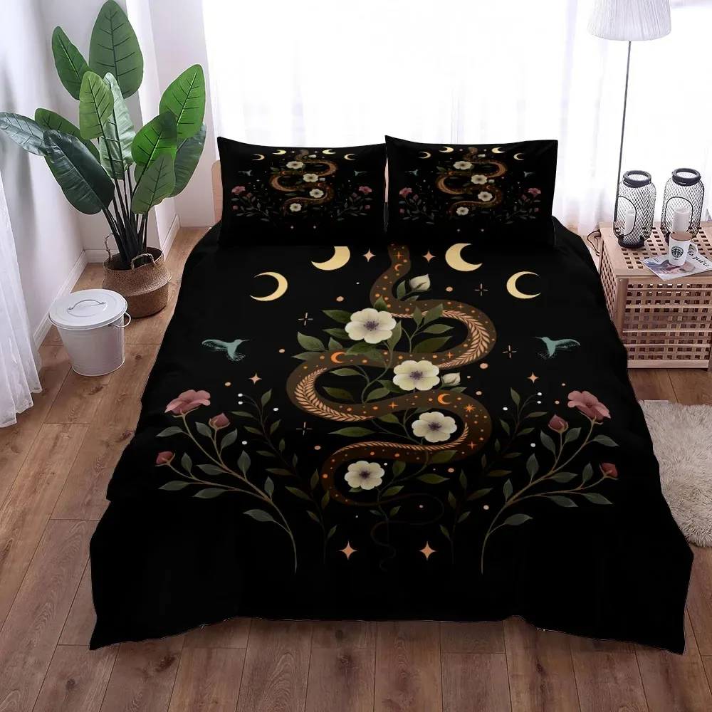 

Olive Garden N Serpent Mystery Bedding Set,Boy&Girl Duvet Cover Pillow Case Gift, Home Bedroom Quilt Set Large King 260x220cm