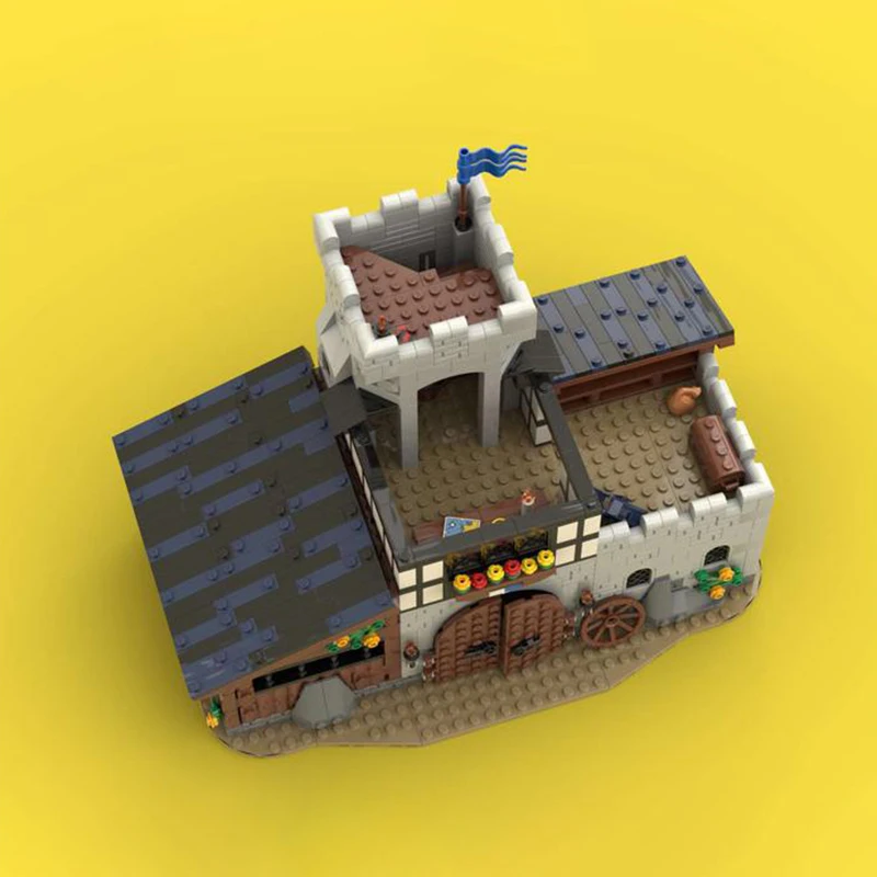 MOC Creative Expert Falcon's Stable Building Blocks Medieval fortress Street View house model bricks kid toys Birthday gifts