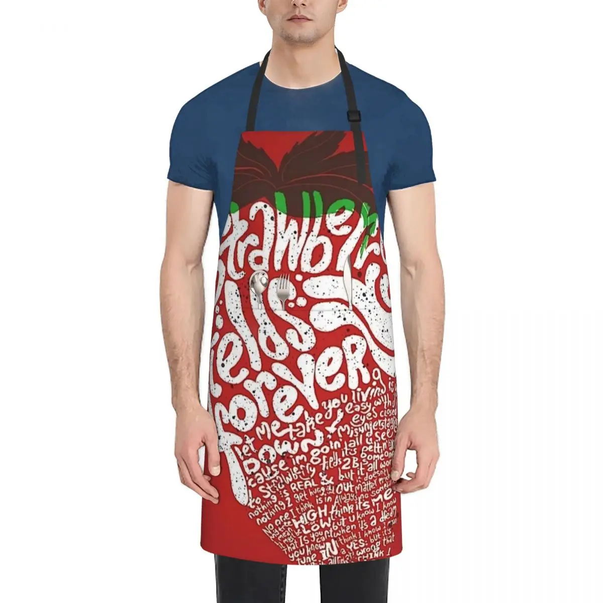 

Strawberry Fields FOREVER Apron kitchen clothes for men Trim Cloth Things For Kitchen christmas kitchen cloths Apron