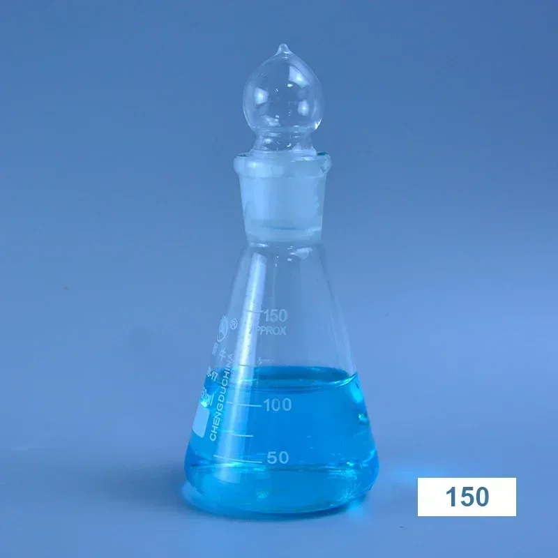 High-quality 150ml Glass conical flask with cap Glass Erlenmeyer Flask  for laboratory triangle flask Boro 3.3
