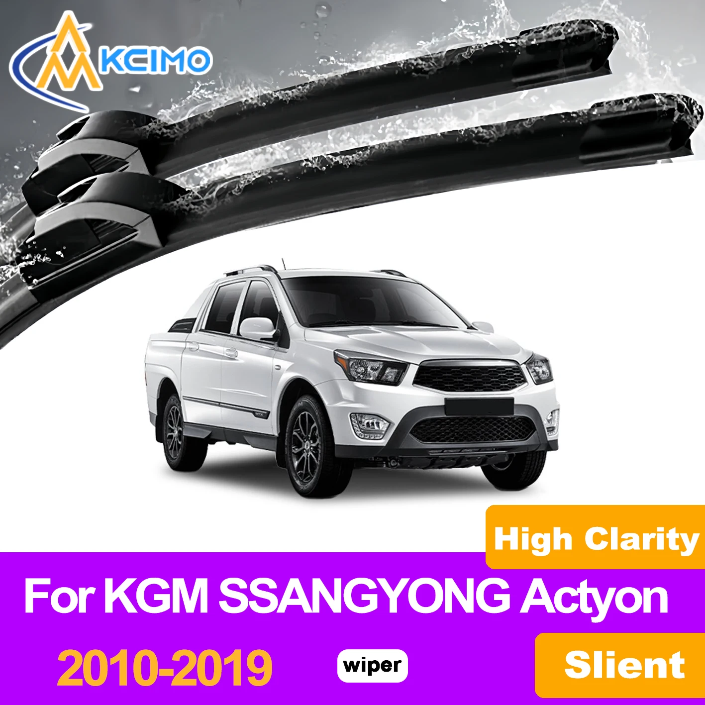 

KCIMO 2PCS Front Windshield Wiper Blades For KGM SSANGYONG Actyon 2010-2019, Streak Free & Quiet All Season Replacement Blades