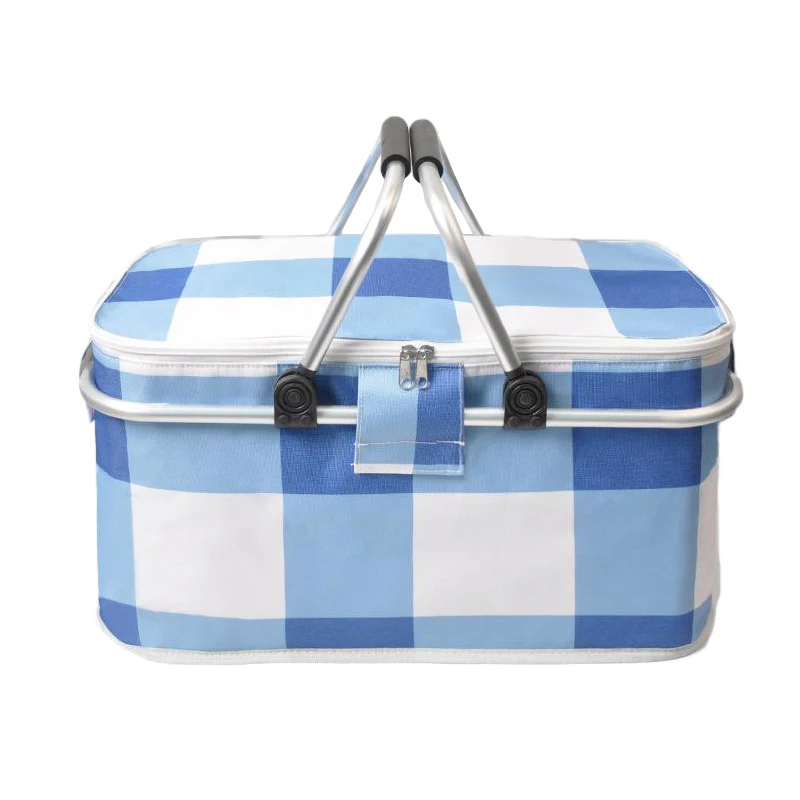 

Foldable Picnic Basket Cooler With Lid Outdoor Insulated Ice Bag Leak-Proof Lunch Storage Box For Camping Fishing Bbq Shopping