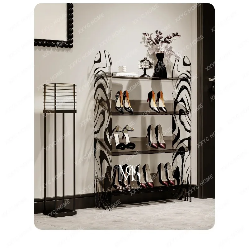 XX Zebra pattern acrylic transparent shoe rack multi-layer shelf