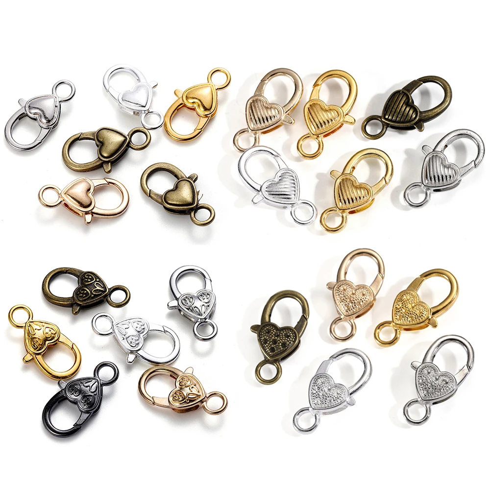 5/10pcs 27x14mm Lobster Clasp Hooks Heart Keychain Clasps Bracelet Chain Accessory For DIY Jewelry Making Components Wholesale