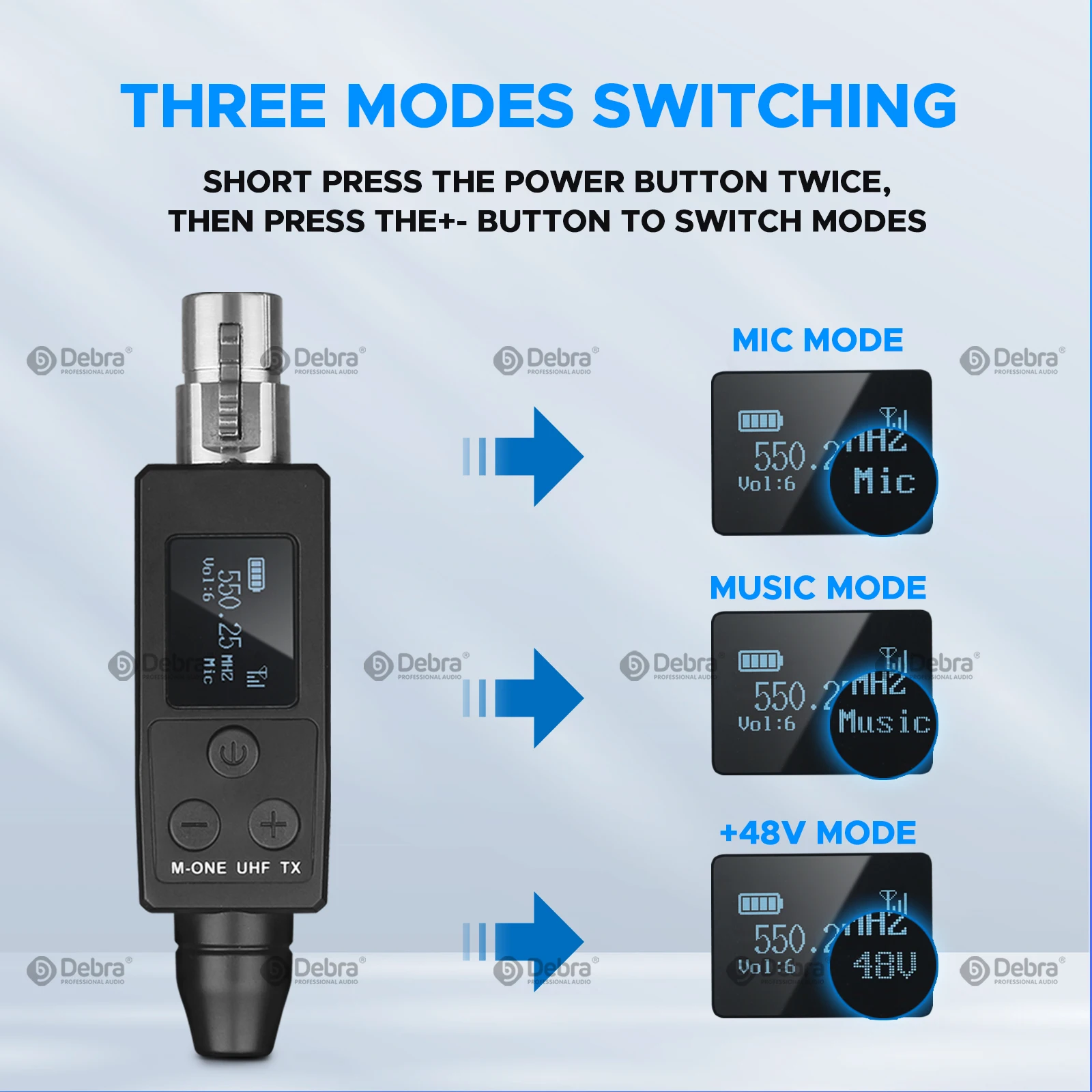 M-ONE Tragbares drahtloses UHF-Sender- und Empfängersystem, 20-Frequenz einstellbar, für tragbares Mikrofon, Gitarre, Audio – Detail 8