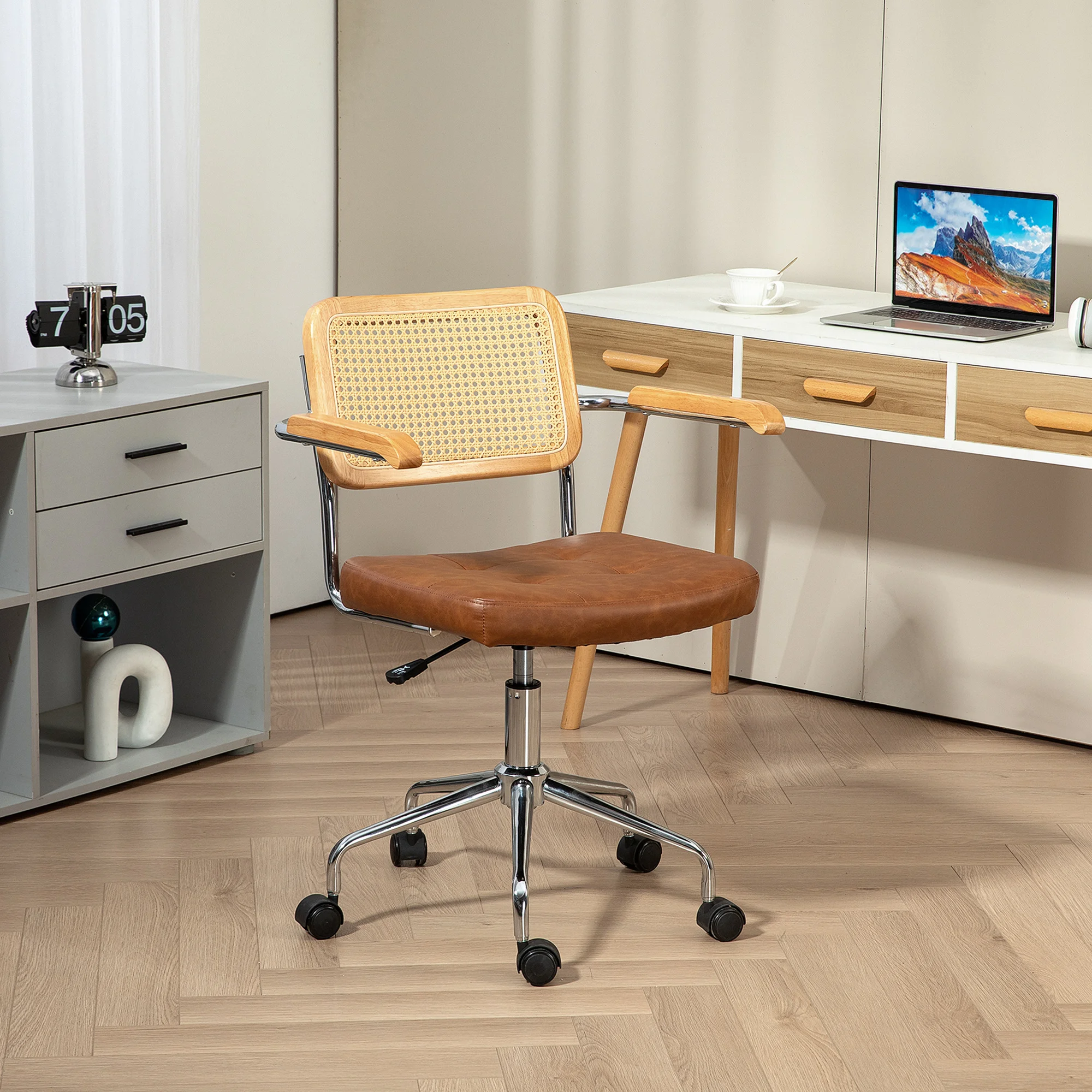 HOMCOM Silla de Oficina con Función de Basculante 60x55,5x82-90 cm Marrón