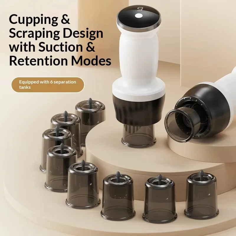 Electric Vacuum Massage Cupping Device With 6 Cups Portable Suction Massager Body Muscle Relax Tool For Household Daily Care