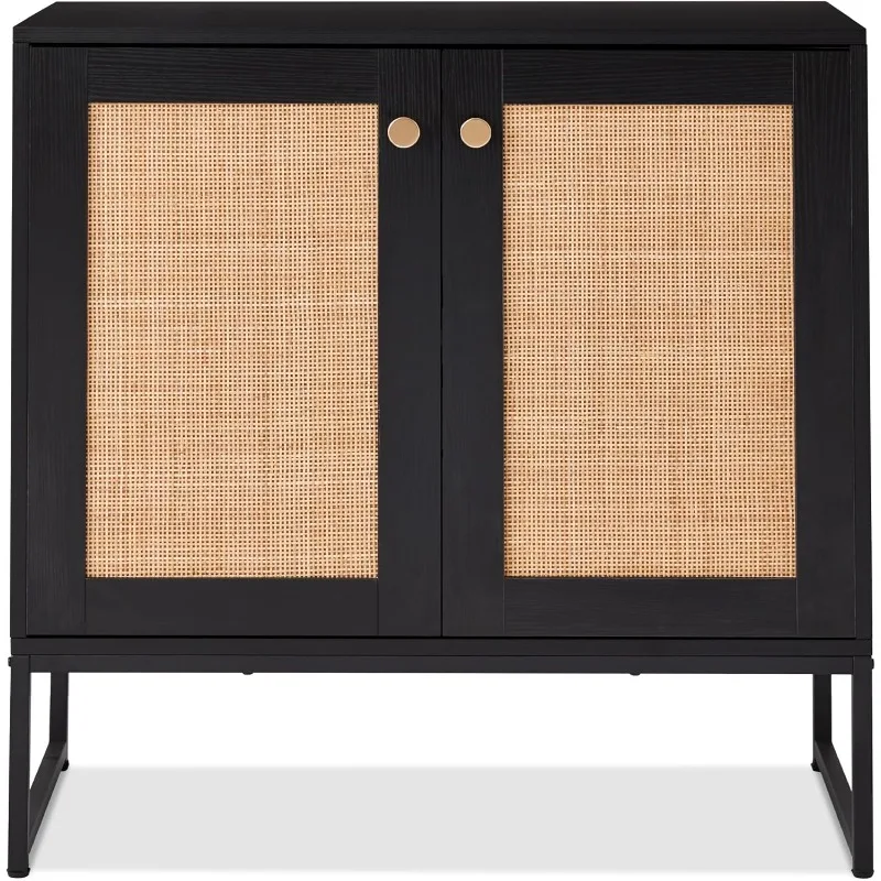 2 Door Rattan Storage Cabinet Decorative Furniture Multifunctional Cabinet for Living Room, Hallway, Kitchen Buffet Table