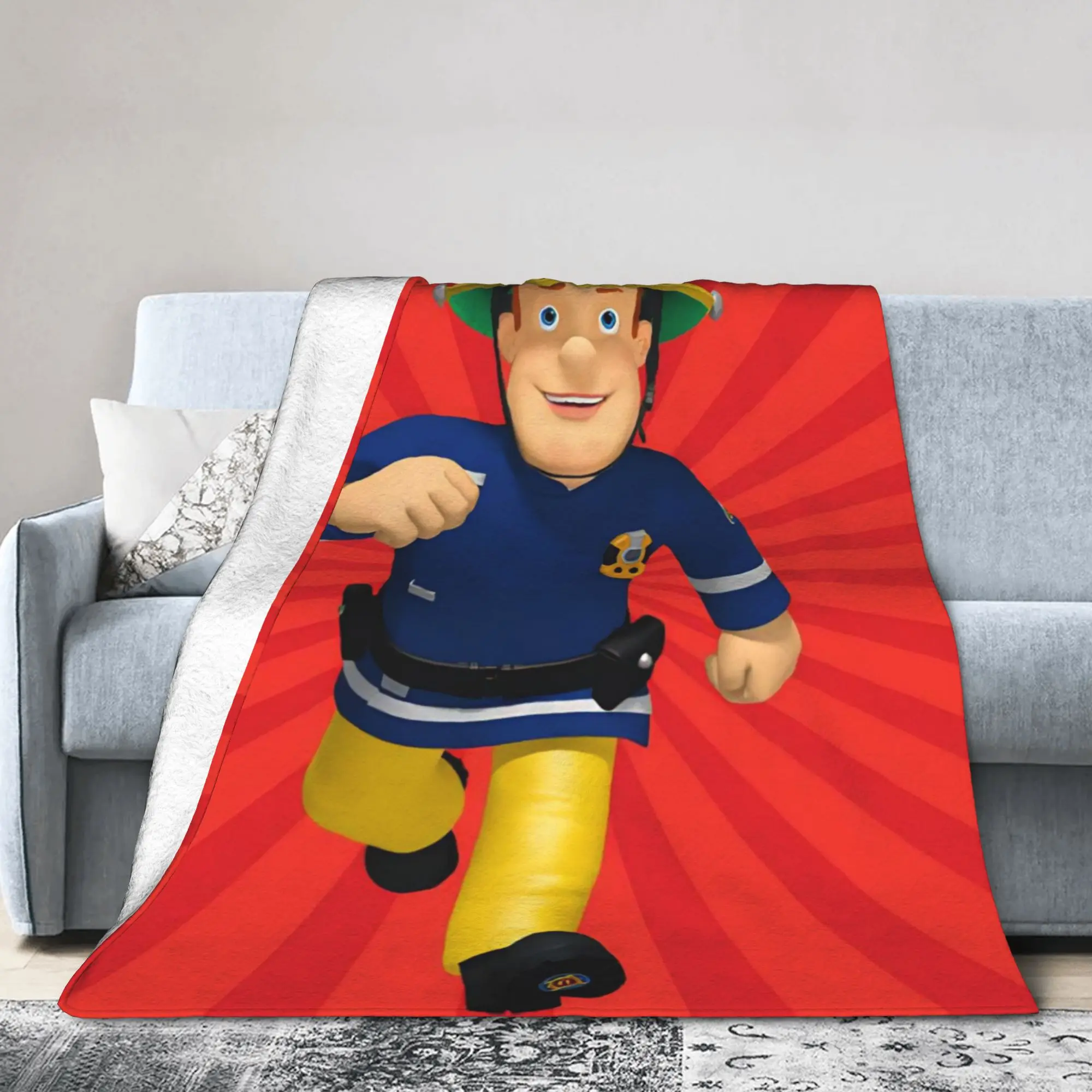 

Вязаное одеяло пожарного Сэма, фланелевое одеяло для спальни, дивана, персонализированные ультрамягкие теплые покрывала,