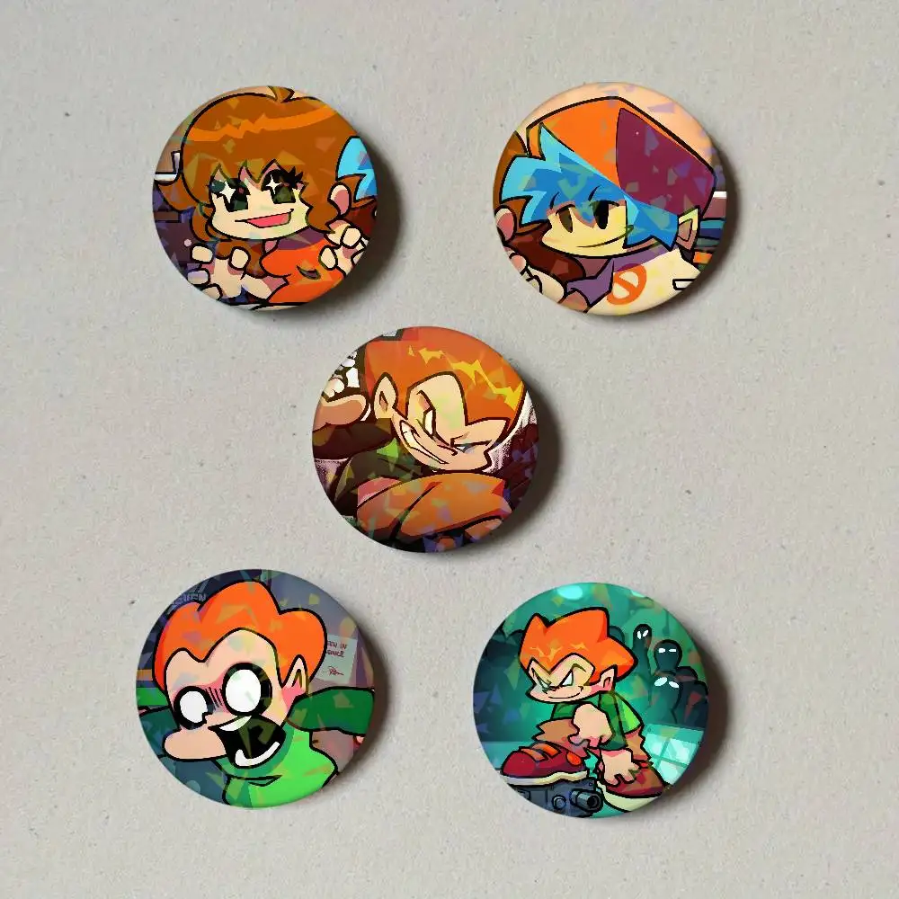 Friday Night F-Funkin Game Laser Button Pins Backpack Clothing Decor Brooch Fiction Badge Jewelry Gifts