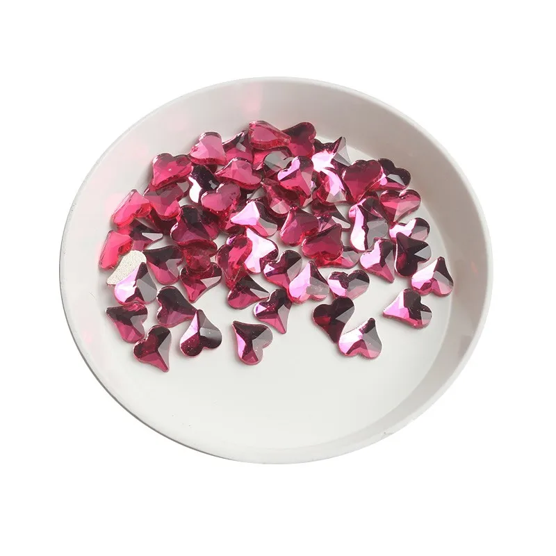 wholesale 6mm Heart INS hot style Flat Back Nail Rhinestone  Special Shaped Crystal Art Stones 3D Personalized Decoration