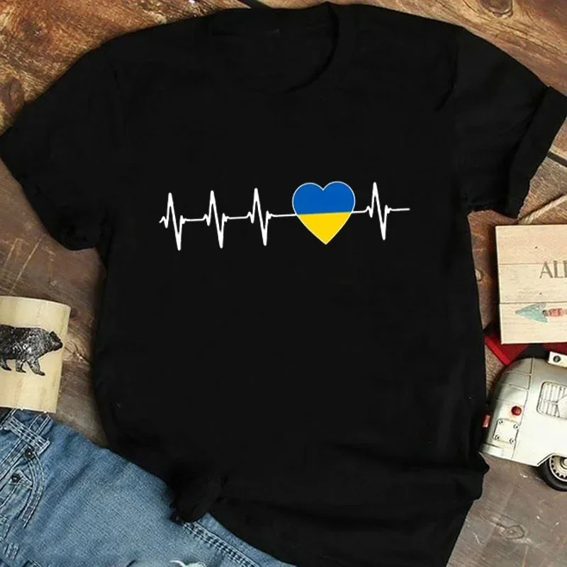 Ukraine Classic Flag T-shirt Women's Harajuku Short Sleeve T-shirt Classic Ukraine Gift Tshirt Girls' Casual Street Love T-shirt