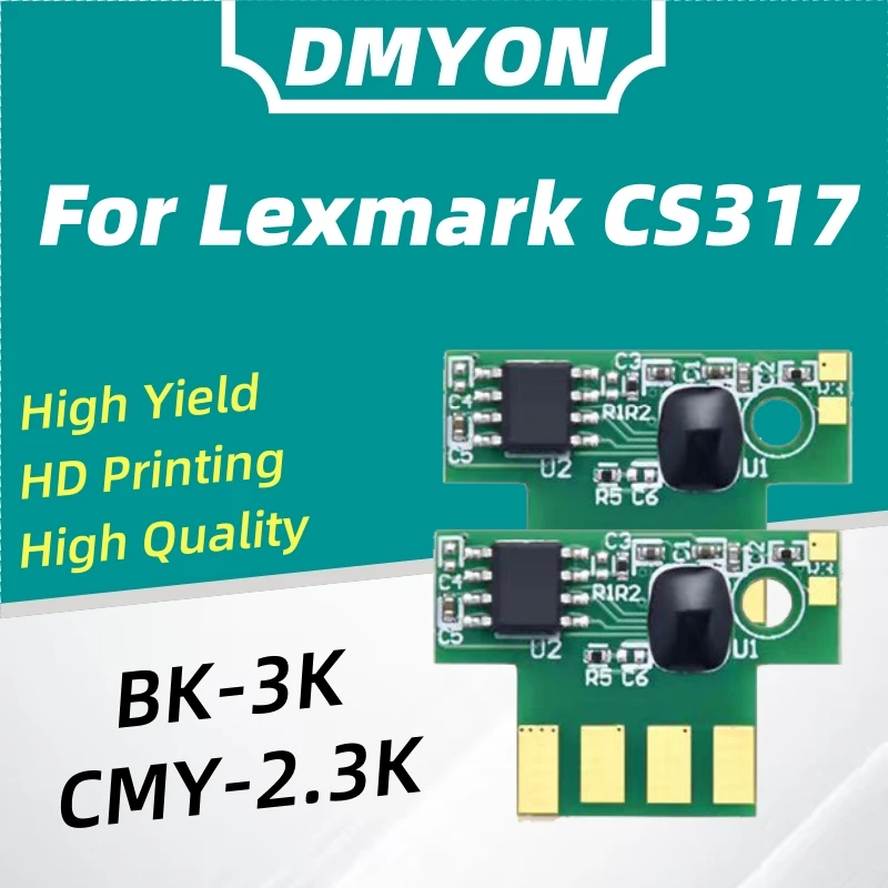 1set CX417de CX517 EUR Chip For Lexmark CS317 CS317dn Printer CS417 CS417dn CS517 CX317 CX317dn Toner cartridge Chip
