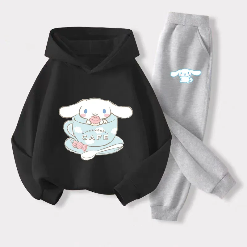

Cute Sanrio Autumn Kids Sports Suit Kawaii Cinnamoroll Sweater Anime Kuromi My Melody Children Hoodie Sweatpants Set Girl Gift