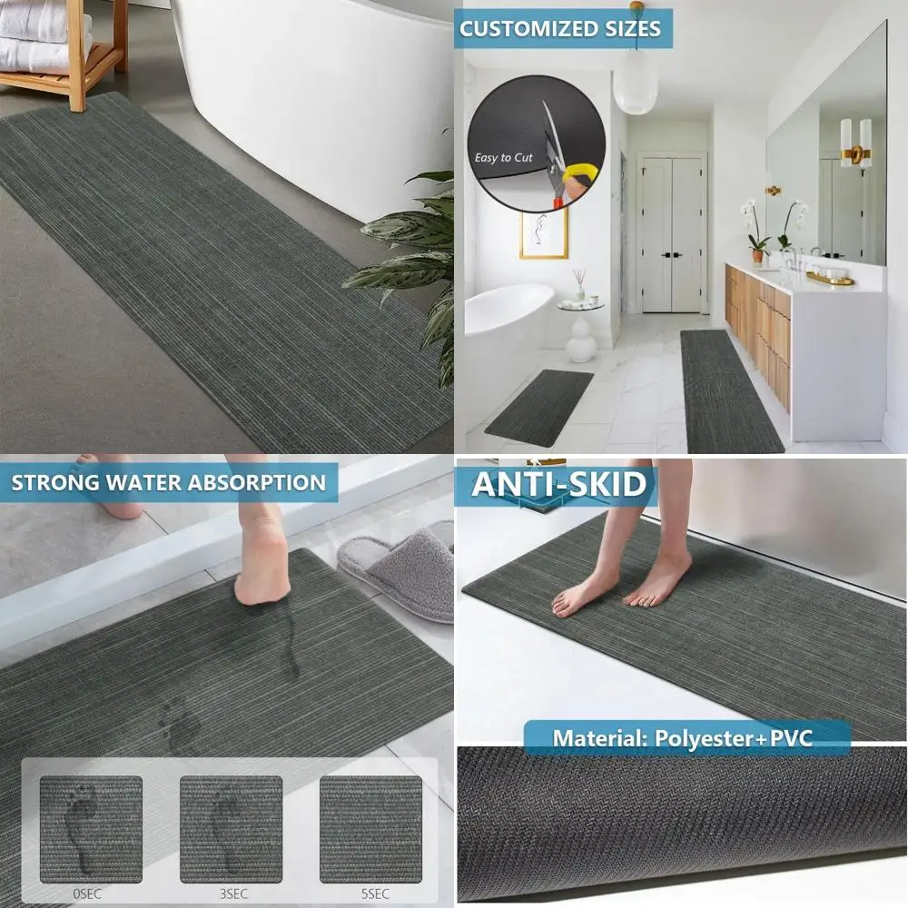 

Резиновые нескользящие впитывающие тонкие коврики для ванной по индивидуальному заказу для быстрого высыхания и удобной дверной посадки, моющиеся коврики для ванной комнаты