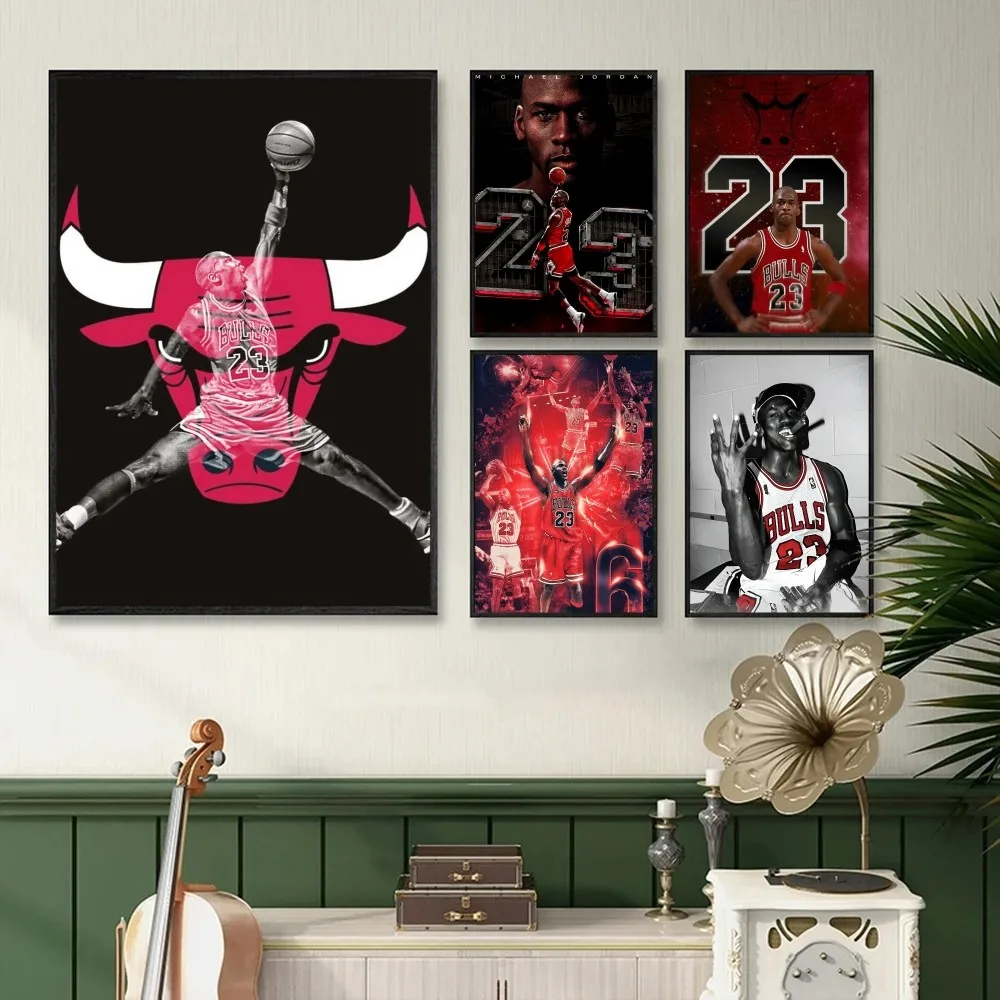 1PC M-Michael J-Jordan Poster Self-adhesive Art Waterproof Paper Sticker Coffee House Bar Room Wall Decor