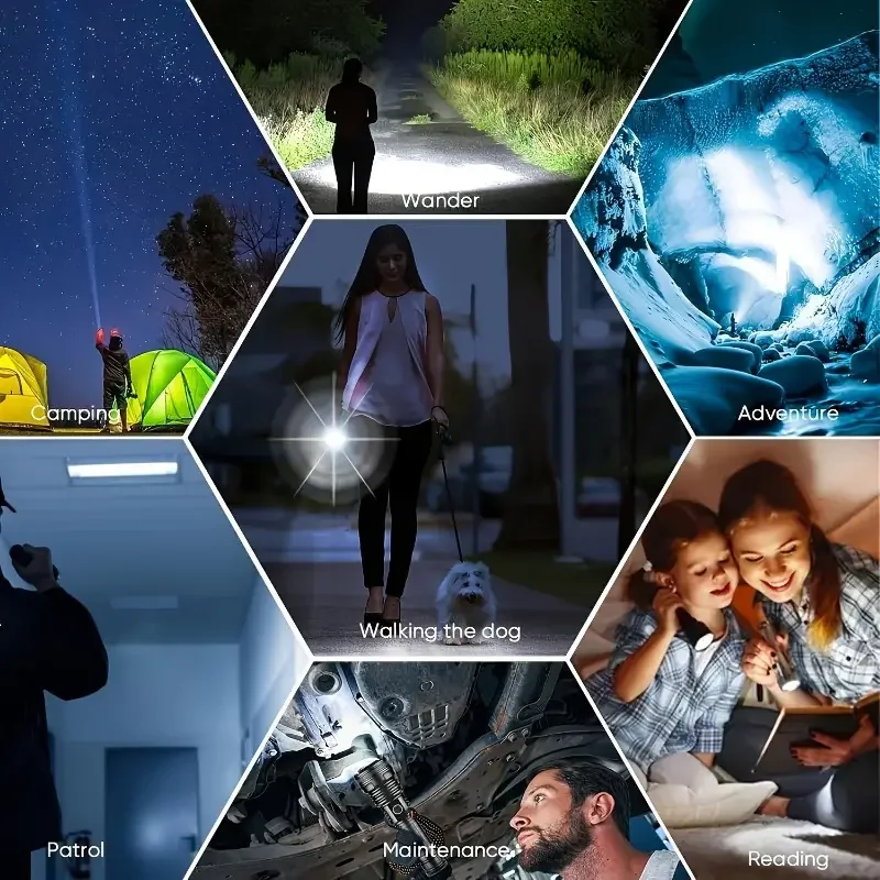 مصباح يدوي صغير 3LED مع مشبك قلم، المشي الليلي، سطوع محمول، أضواء طوارئ مقاومة للماء قابلة لإعادة الشحن في الهواء الطلق