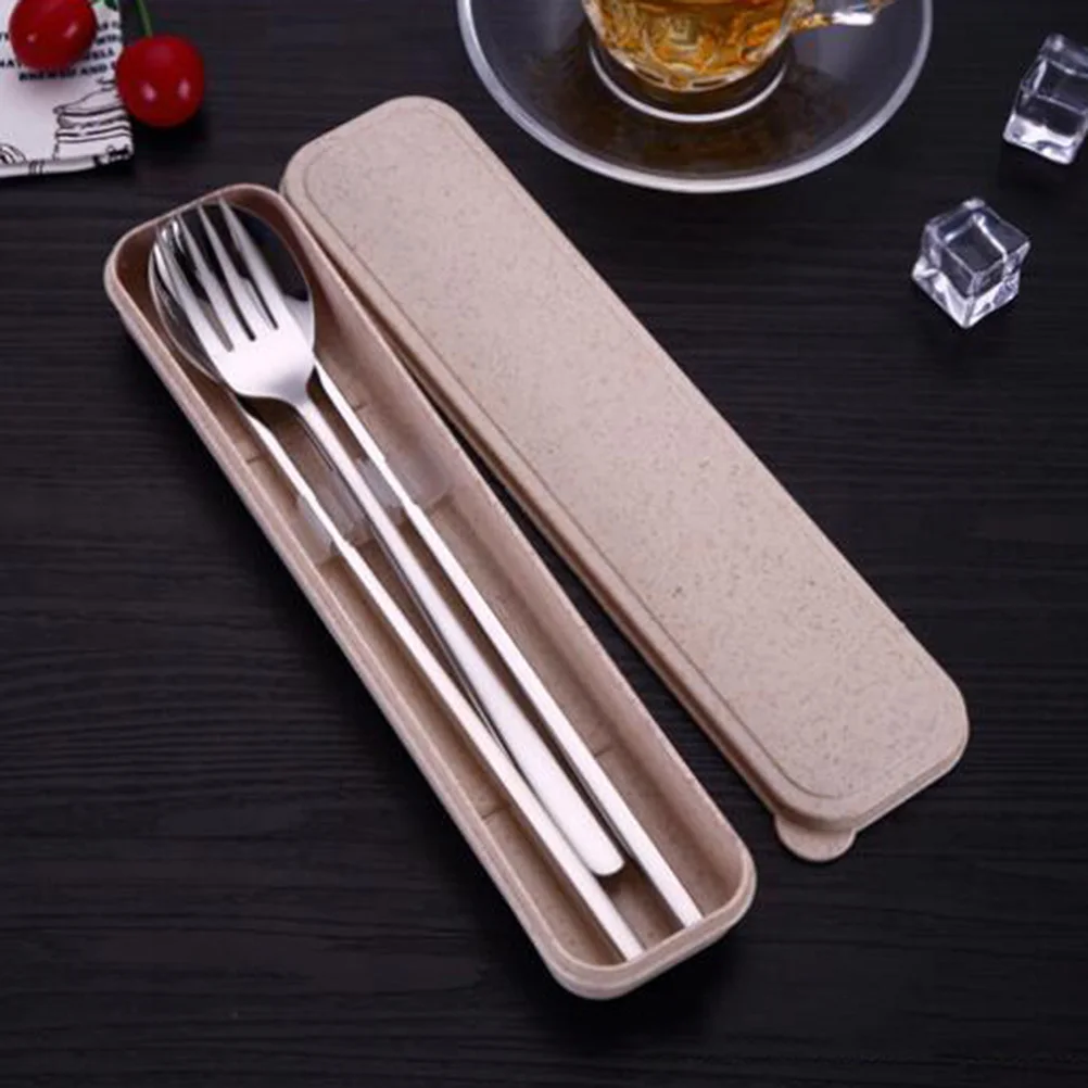 

4pcs Stainless Steel Tableware Set Portable Cutlery Kit For Travel Camping Hiking Bbq Outdoor Dining Dinnerware Kit Portable