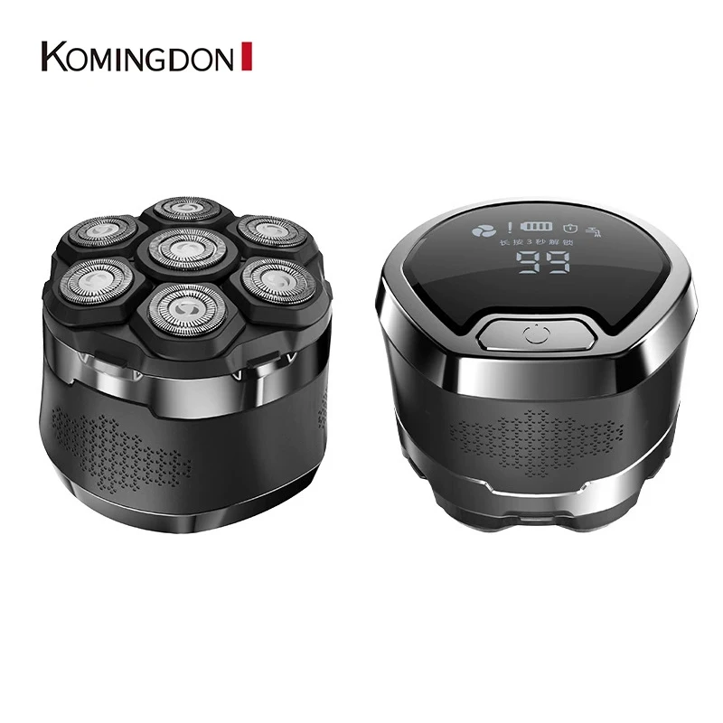Komingdon IPX6 Waterproof Magnetic Blade Rotary Razor USB Charging Face Beard Trimmer Shavers Body Grooming Kit Shaver Men Bald