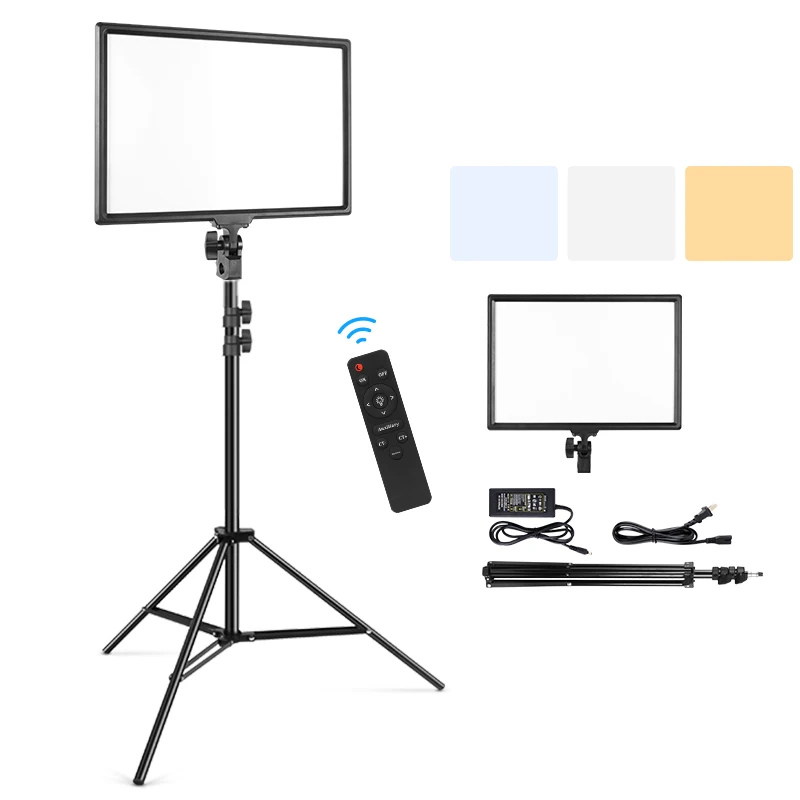 17inch Led Rectangle Panel 3-Temperature Lights 90w Video Lighting With Remote Adjustable Stand For Photography Beauty Studio