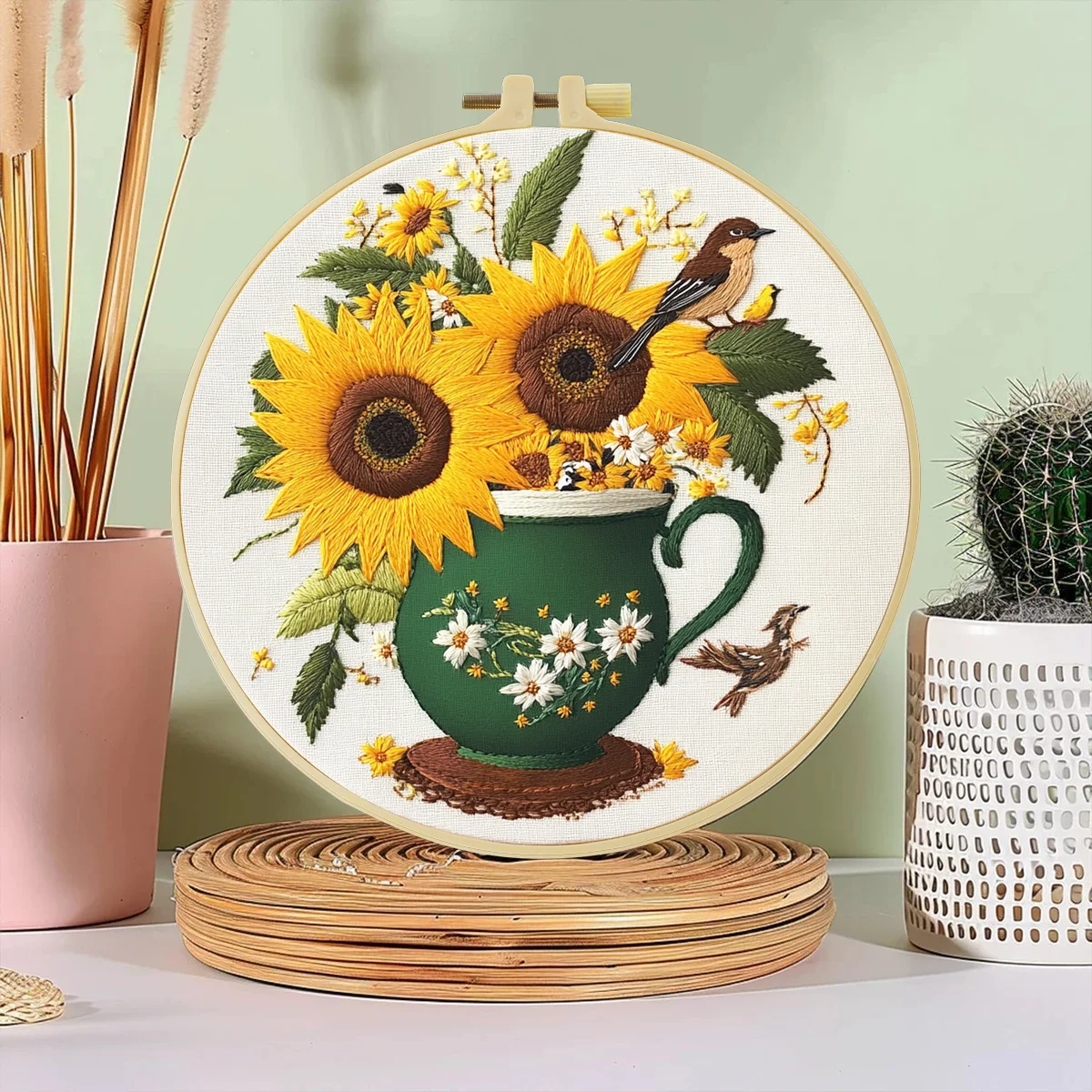 1 Stück 20X20CM/15X15CM 7,87/6,3 Zoll Stickerei-Starter-Kit DIY-Set Heimdekoration – Detail 1