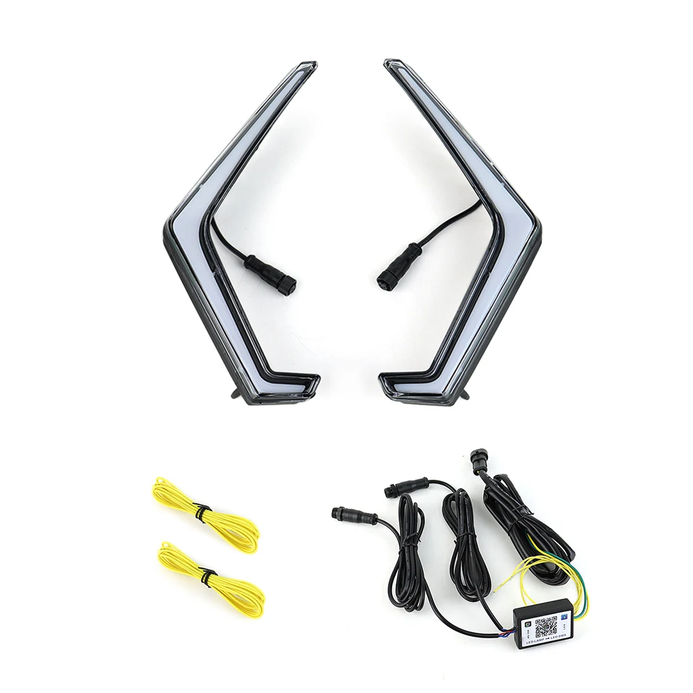 2X ATV Turn Signal Fang Lights LED RGB Front Accent Light For Polaris RZR XP 1000 Turbo 2018 2019 2020 2021 With Chasing Color