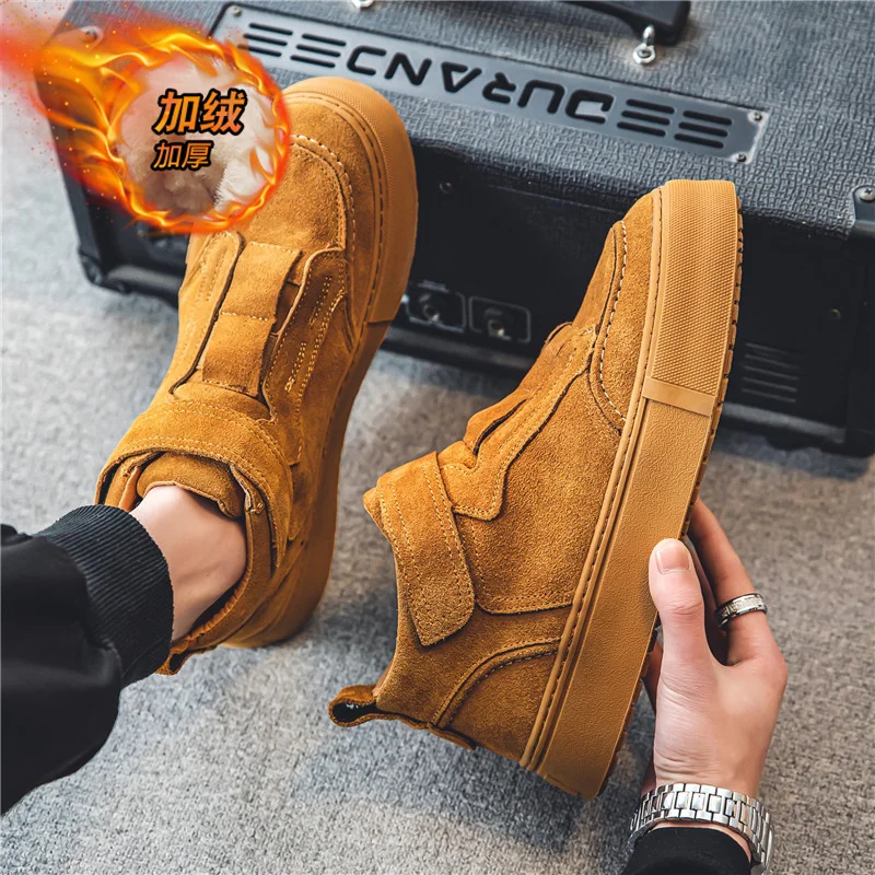 Winter Sneakers Men High Top Casual Shoes Fur Warm Plush Fashion Board Shoes Outdoor Sports Walking Shoes Chaussure Homme