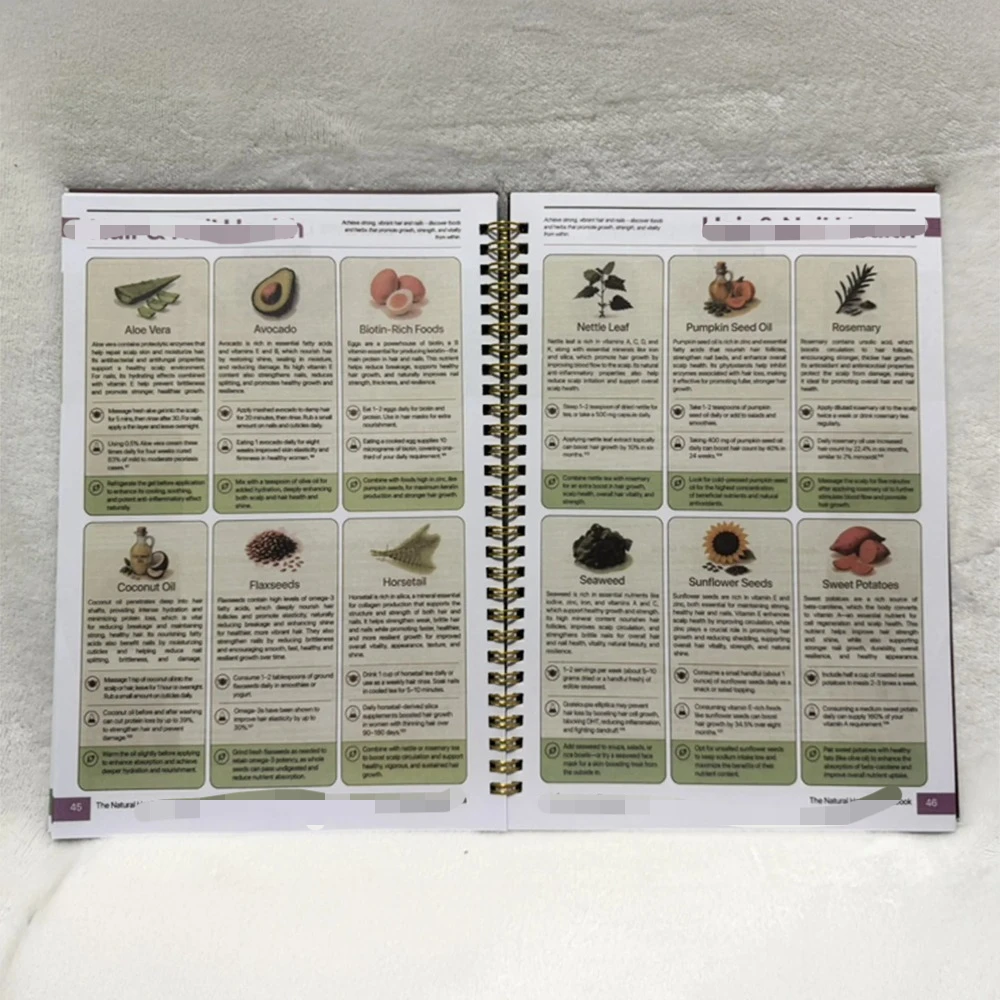 Natural Healing Handbook Spiral Bound Guide With Herbal Remedies And Recipes For Heart Health Blood Sugar Focus Boost 25x17.6cm - Image 2