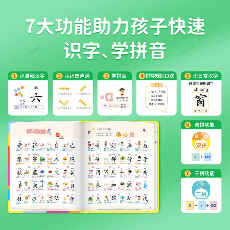 Libro de Audio con reconocimiento de Pinyin, libro de imágenes chinas para Educación Temprana, aprendizaje