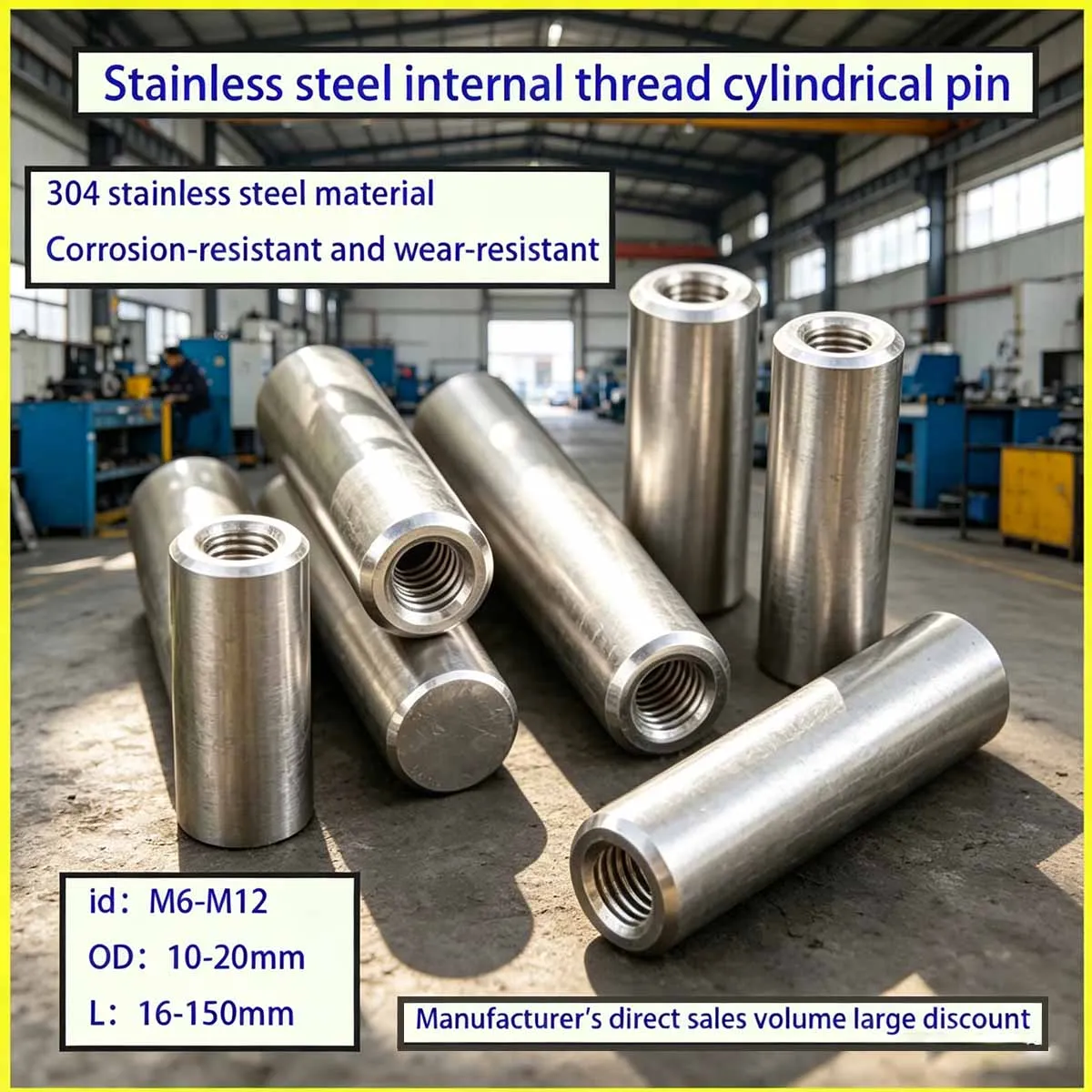 304 Stainless Steel Cylindrical Pin GB120 Internal Thread Locating Pin Dowel Pin For Machinery M6M8M10