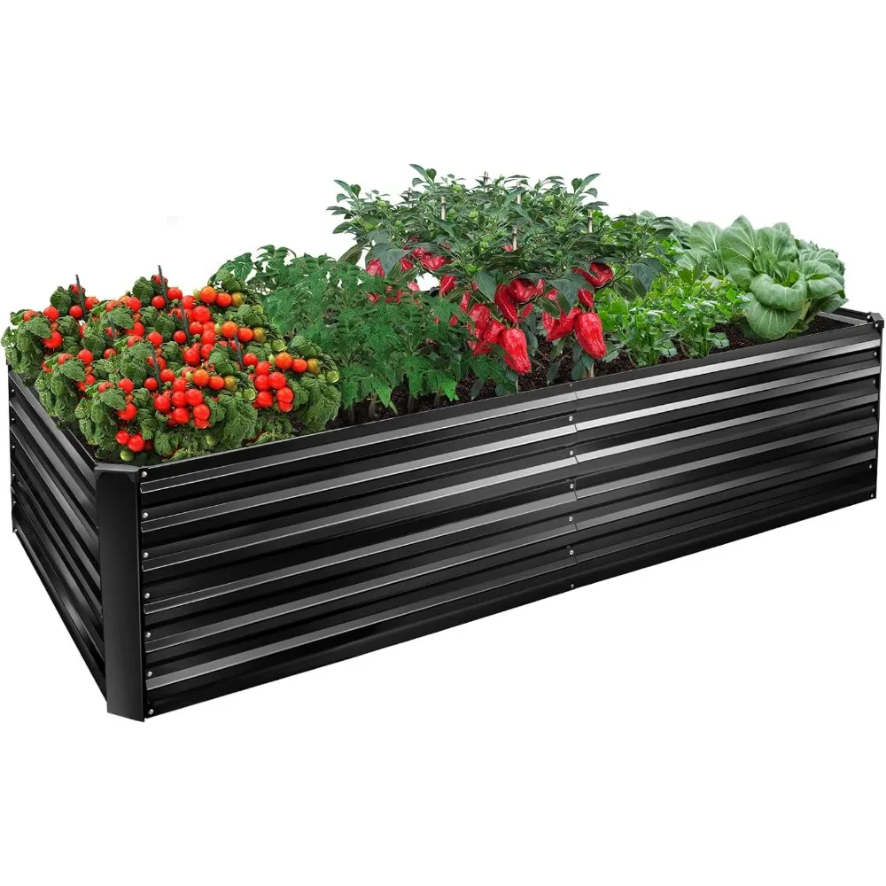 

EDOSTORY Metal Raised Bed Garden Bed Kit, 8x4x2ft Tall Galvanized Planter Raised Garden Boxes Outdoor, Large Metal Raised Garden