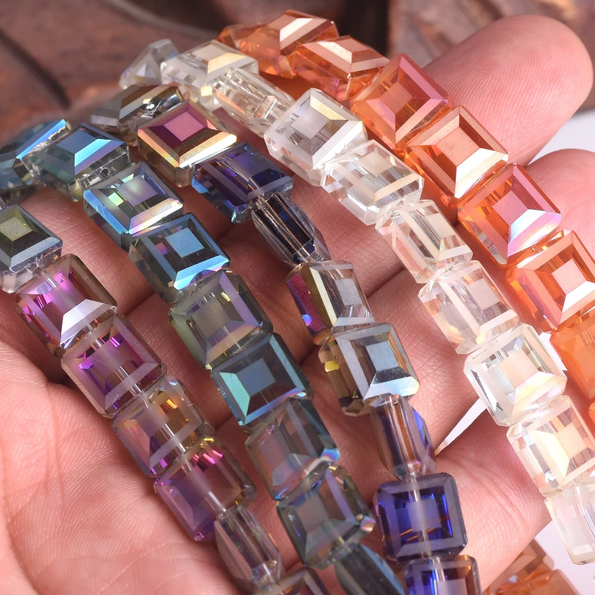 Cuentas sueltas de cristal facetado mate brillante, 10 piezas, 10mm, forma cuadrada, para fabricación de joyas, manualidades