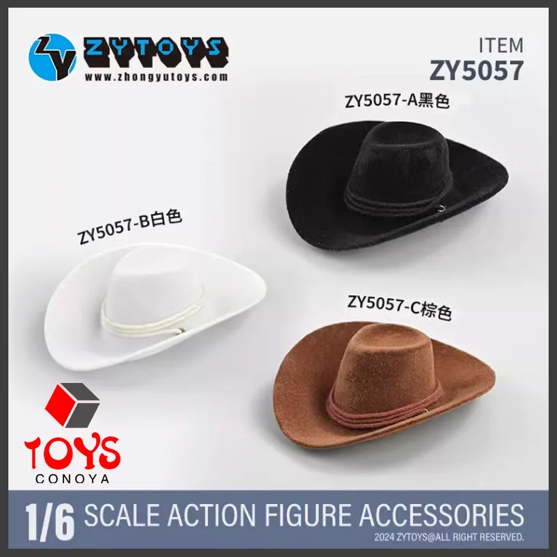 ZYTOYS-Casual Cor Sólida Chapéu Cowboy, Modelo de Acessórios de Roupa, Fit 12 ''Soldado, Action Figure Corpo, 1/6 Escala, Masculino, Chapéu De Cowboy