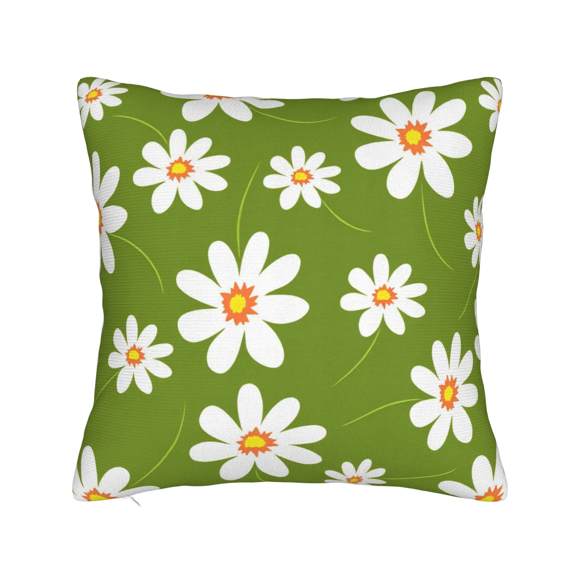 Daisy Floral Seamless Pattern Pillowcases  Retro Trendy Pillow Case For Chair Sofa Home Decor Comfy Pillow Cover