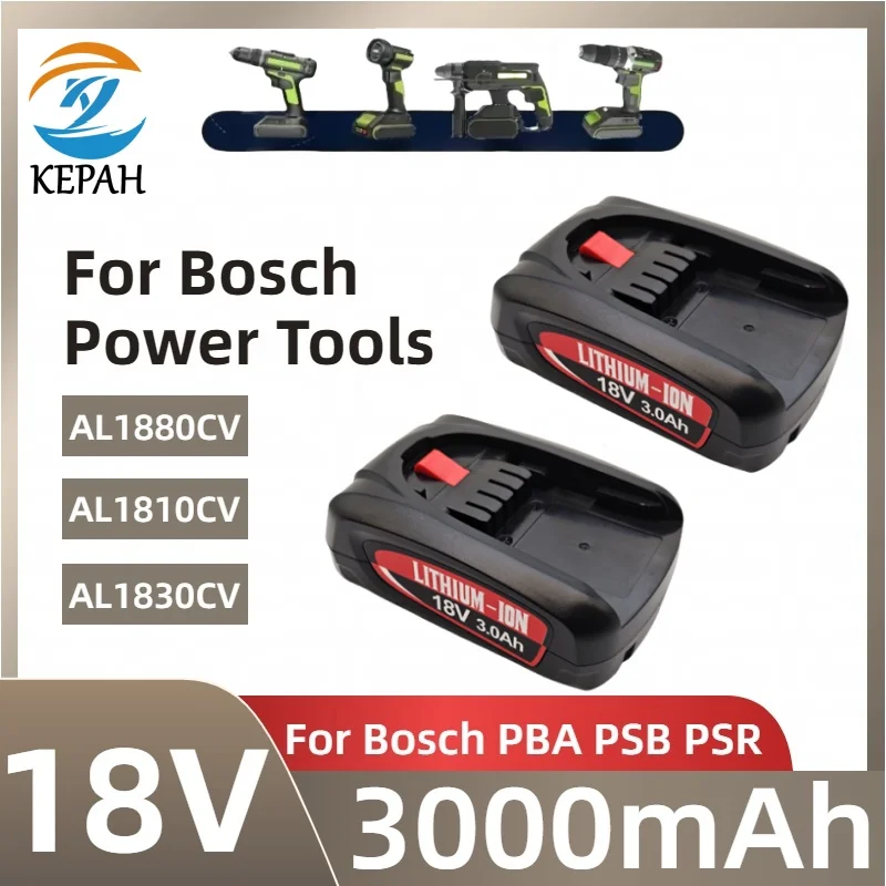 

️18V 3.0Ah For Replacement Li-ion Battery For Bosch Home-Garden PBA PSB PSR 18V Battery PowerTools AL1880CV AL18815CV