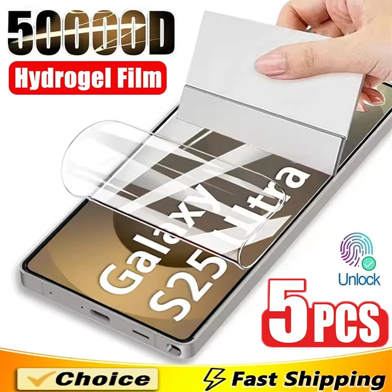 

5Pcs Hydrogel Film For Samsung S25 S22 S21 S23 S24 Ultra S8 S9 S10 Plus S20 FE Screen Protector For Galaxy Note 20 Ultra 10 Plus