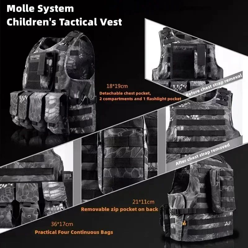 Kamizelka taktyczna Kid Combat Training Assault Plate Carrier Outdoor Hunting Airsoft CS Hunting Sport Protection Kamizelki myśliwskie