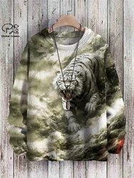 New animal series stampa 3D retro cute lion tiger wolf art print autentico brutto maglione invernale casual unisex maglione D-1