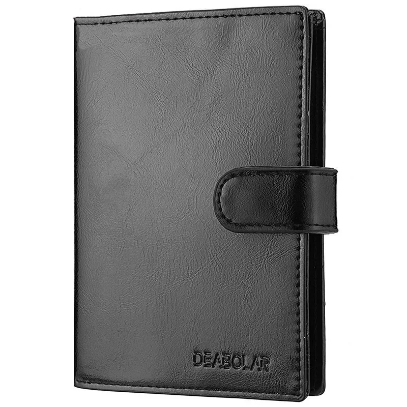 Billetera corta informal para hombre, monedero con cremallera, monedero con broche, funda pequeña para pasaporte