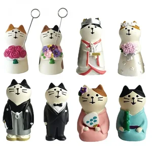 هدايا الزفاف العريس العروس القط دمية مصغرة كعكة توبر الديكور مايكرو المناظر الطبيعية الشكل جنية حديقة الديكور القطط دمية أفضل 8 دمى كعكة العروس والعريس للبيع - رقم 5