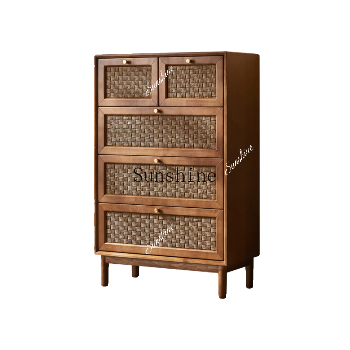 Massief houten rotan vier emmers eenvoudige moderne middeleeuwse kunst eetkamer zijlade opbergkast FT