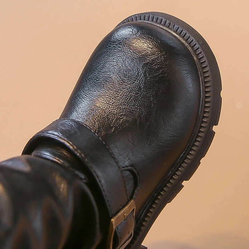 Mädchen Winter Mode Bankett Warme/Weiche Dicken sohlen Abend Lange Kniehohe Stiefel Baby Einzel/Samt Schnalle retro Reitstiefel – Detail 8