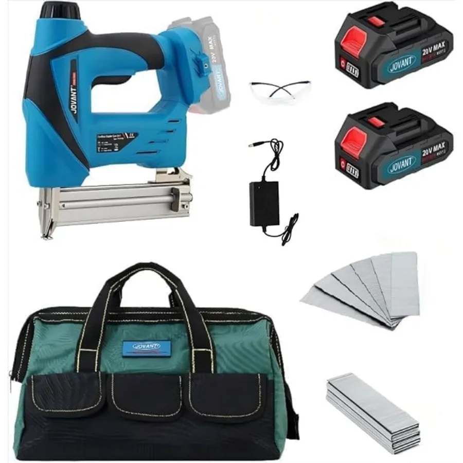 

Аккумуляторный гвоздезабиватель 2-в-1 с 800 гвоздями и скобами, электрический гвоздезабиватель с 2 аккумуляторами 2.0 Ач