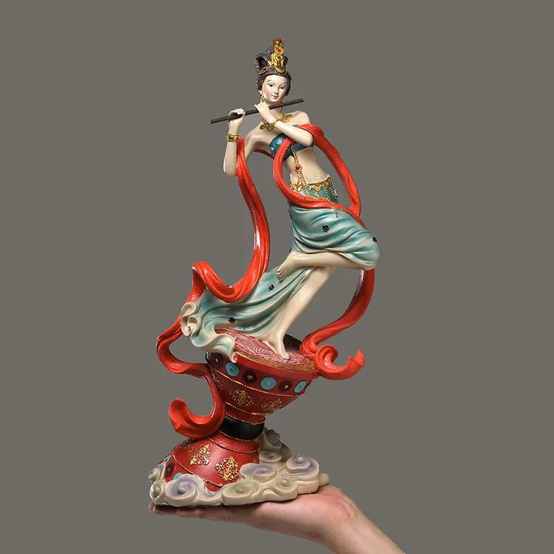 High-End New Chinese Style Dunhuang Feitian Figurine Zen Character Living Room Entryway Bookcase Vintage-Inspired Decor Craft
