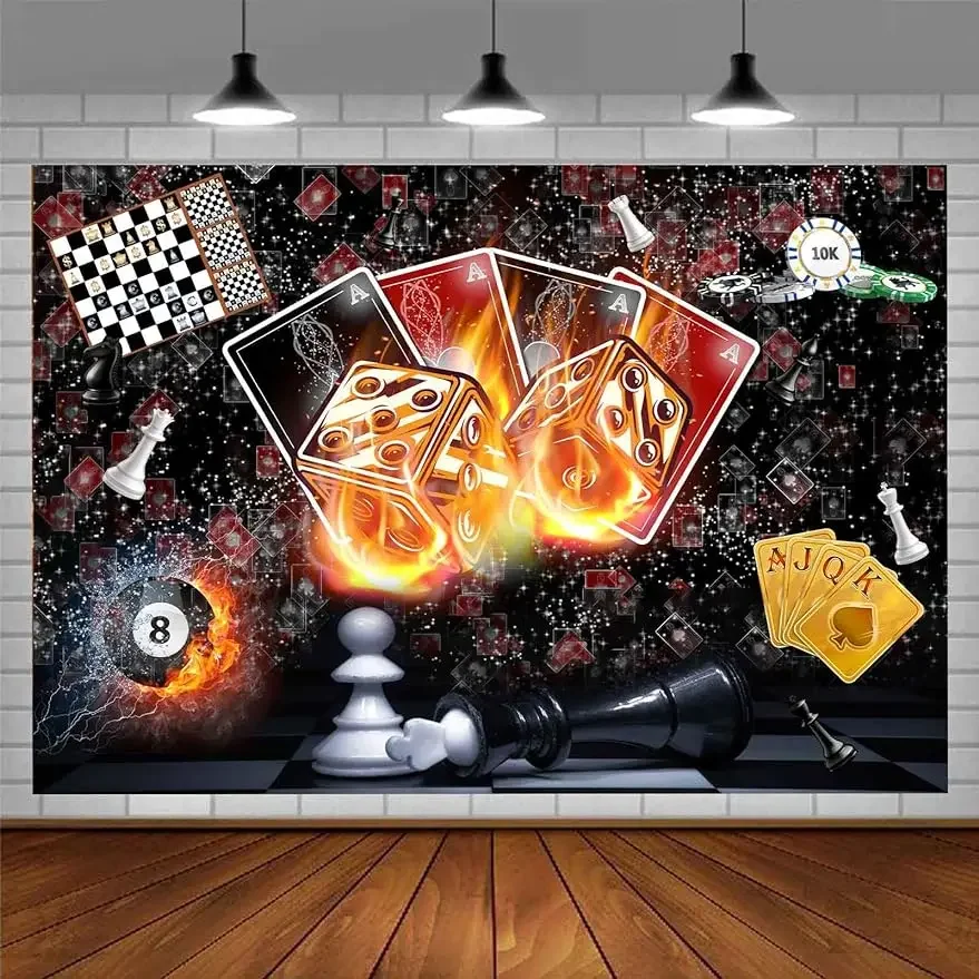 

Фон для фотосессии на тему казино, игральных карт и азартных игр, для вечеринки взрослых, дня рождения, баннер для фотостудии