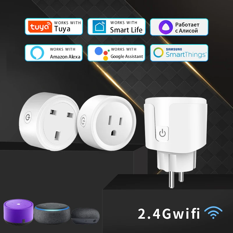 

16A Tuya WiFi Smart Socket EU/US/UK Smart Life With Power Monitoring Timing Function Voice Control Support Alexa Google Home