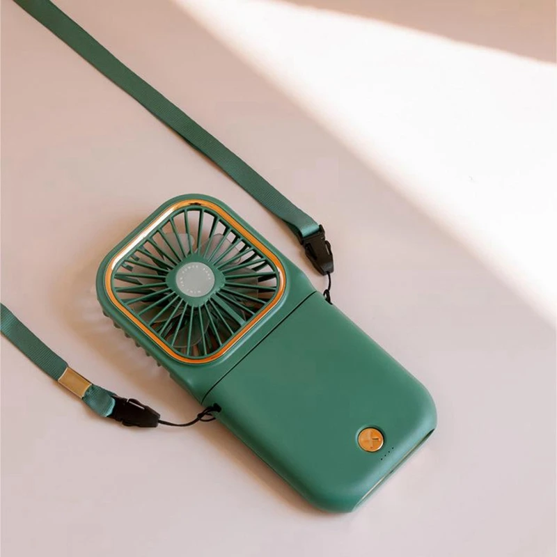 Outdoor Folding Fan Mini Portable Neck Fan Charging Treasure Two-In-One Handheld Small Electric Fan Gift